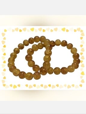 Pair Of Yellow Citrine Stone Beaded Bracelets